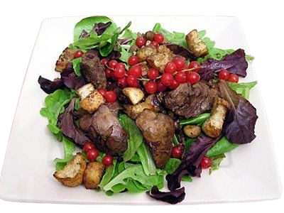 Acheter le Salade de Gésiers et foies de volailles a restaurant le kosmos Montpellier